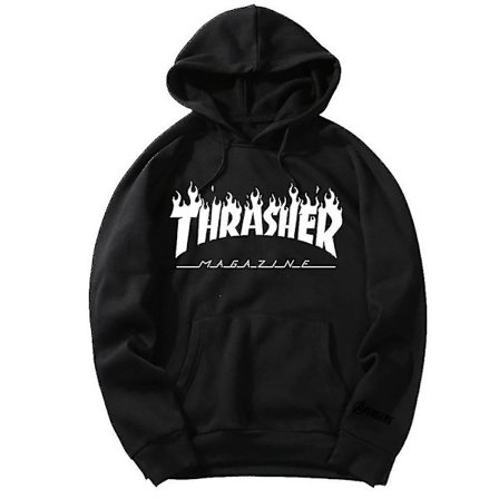 Unisex Thrasher Hoodie Letter Printed Sweatshirt Dragsko Huva med ficka