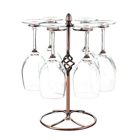 Vinglas holder, metal glas holder, vintage 6 kopper vinglas rack stand, fritstående glas holder, vinreoler, glas holder