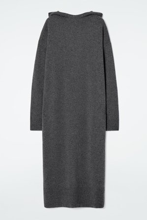 COS Femme Robe Longue À Capuche En Laine Mérinos Dress Jumper in Gris