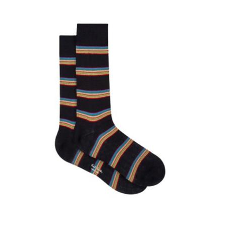Paul Smith Chaussettes navy fines rayures bayadère M1A 800E Af456 47 , Zwart , Heren , Maat: ONE Size Sokken