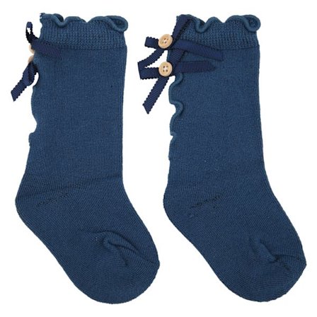 Baby Jenter Prinsesse Sløyfe Bomullsokker Spedbarn Småbarn Myke Sokker for 0-1 år gamle barn Mørkeblå