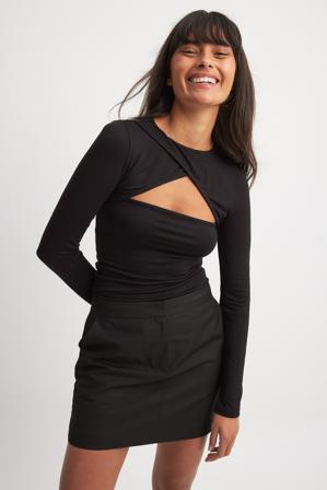 NA-KD Haut en jersey à manches longues - Tops manches longues - Noir - XX-Small