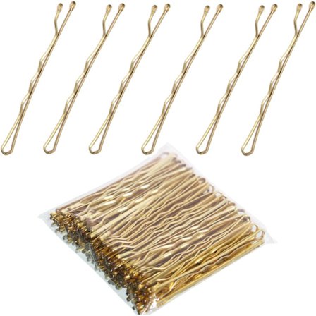 100 stk. Hårnåle til Kvinder, Sikre Hårnåle til Kvinder, Piger og Frisørsalon (Lige - Gyldne)