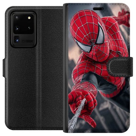 Kompatibelt Lommeboketui til Samsung Samsung Galaxy S20 Ultra Dynamisk Spider-Man illustrasjon i actionperspektiv, superhelt tema med bevegelsesenergi
