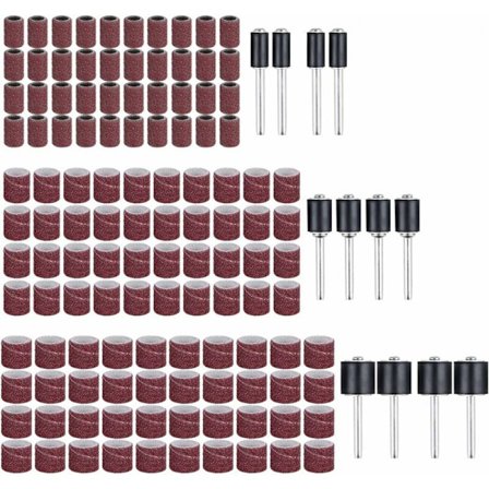 Sliprondell Nagel Slipmaskin Hylsor Smärgel Bit (132st) Innehåller Slipband och Trummor Gummi Dornar