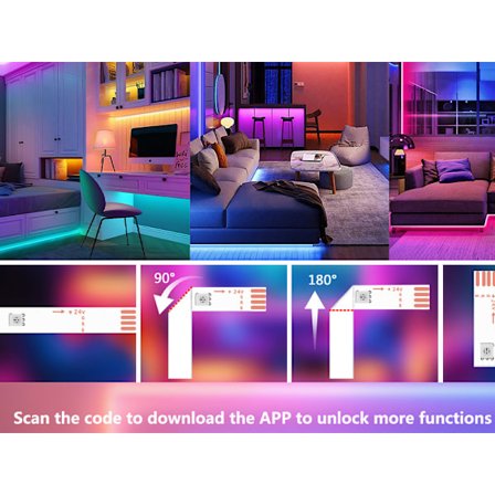 30M LED Strip Lights Kit med fjernbetjening og strømforsyning