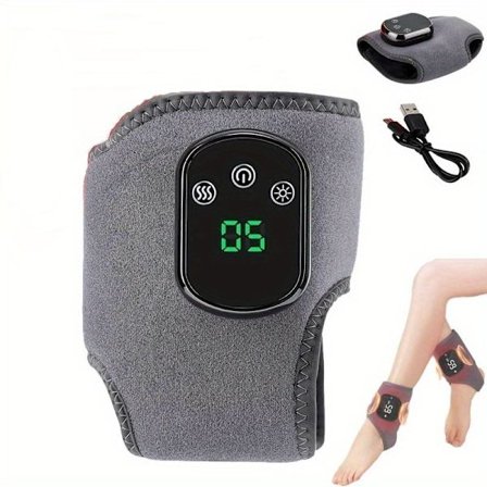 Fotmassage, Trippelmetod Fotmassagerare med 3 Vibrationslägen, Trådlös & Portabel 3-i-1 Massagerare, Uppvärmd Ankelbandage, 3 Lägen, 5 Värmenivåer (1 