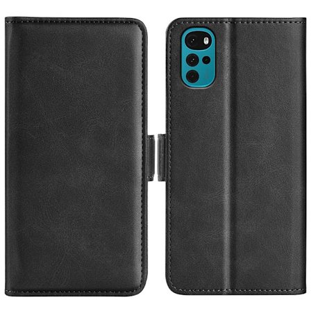 SKALO Motorola Moto G22 Premium Wallet Flip Cover - Sort