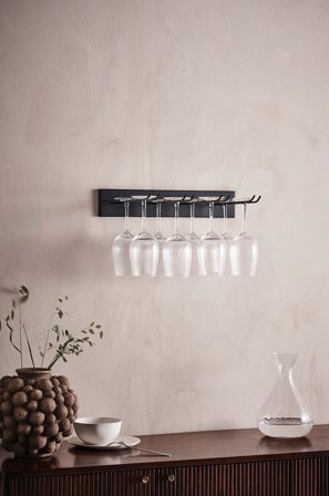 Jotex - Vinglasstativ - Bredde 44 Cm Black mdf / metall - GIANNI - Kjøp Kjøkkentilbehør hos Jotex