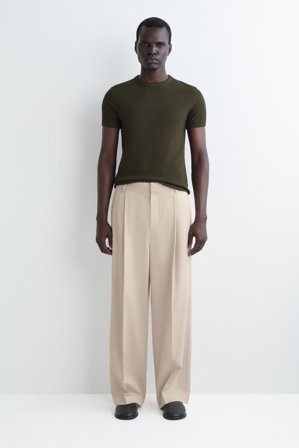 COS Men's Camiseta Canalé Algodón Slim Fit in Verde