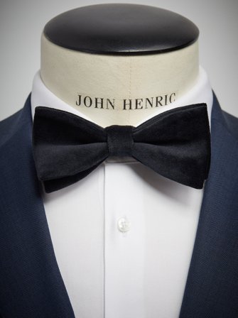 John Henric Men's Black Velvet Bow Tie Size Pre-tied