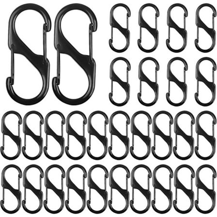 30 stk. Nøglering Karabinhage Lille Karabinhage S Karabinhage Mini S-Formet Karabinhage til Hjemmet Udendørs Vandring Fiskeri Camping Rejser 50mm