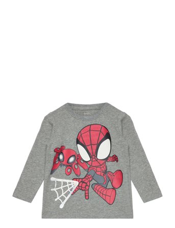 Nmmdomi Spidey Ls Top Mar T-shirts Long-sleeved T-shirts Grå Name It*Betinget Tilbud