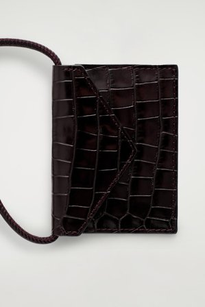 COS Femme Porte-Cartes En Cuir Effet Croco in Marron