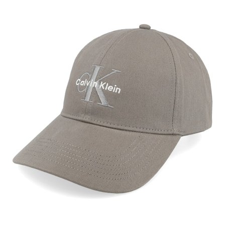 Calvin Klein - Grå unconstructed Caps - Monologo Embroidery Baseball Cap Charcoal Gray Dad Cap @ Hatstore