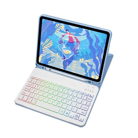 Læderetui med RGB Bluetooth-tastatur til iPad iPad 12,9 tommer