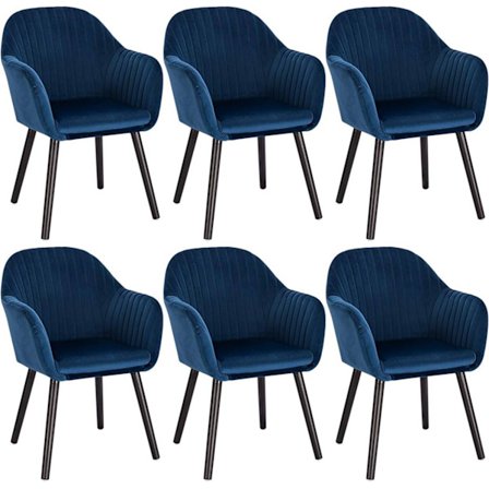 Rootz Set med 6 matstolar - Sammetsklädd - Köksstolar - Ergonomiskt stöd - Enkel montering - Hållbar konstruktion - 81cm x 40cm x 40cm