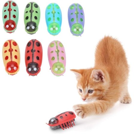 Interaktive katteleker, 7 stk. Mini søt marihøne katteleke elektrisk morsom interaktivt leketøy med batteri for katter kattunge treningsspill tygge