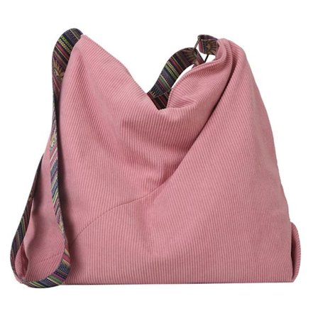 Kordfløyel Crossbody Tote Bag for kvinner, Casual skulderveske Stor kapasitet Shopping Crossbody Bag, rosa pink