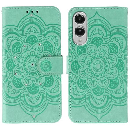 Samsung Galaxy S25 Edge -kotelo, strassikoristeinen PU-nahkainen Mandala-kuvioitu puhelinkotelo