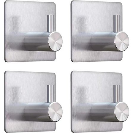 4 stk sølvfargede selvklebende kroker, selvklebende kroker til baderomsvegg