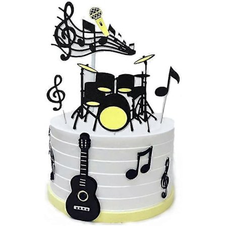 Musiknote Kagepynt, Musiktema Fødselsdagsfest Tilbehør, Musiknote Cupcake Pynt Guitar Kagepynt Til Musikerfest Babyshower (FMY)