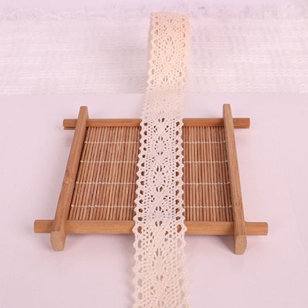 Blondekant i bomull Heklet blondebånd IVORY5 IVORY5