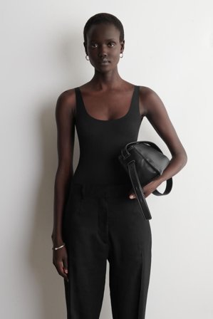 COS Women's Interlock Jersey Bodysuit in Black