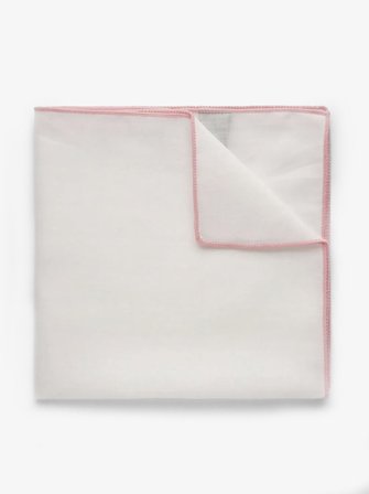 John Henric Men's Pink & White Pocket Square Linen Size Onesize
