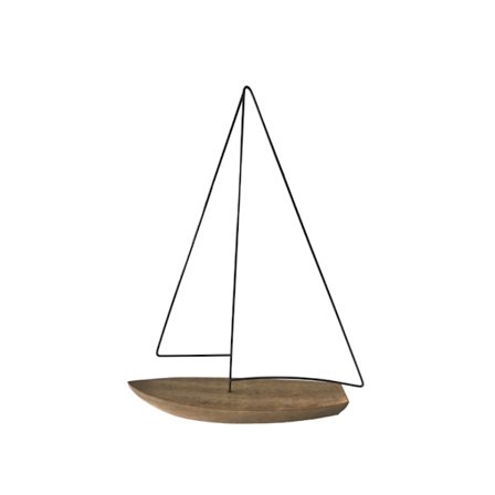 Dekorativ bådskulptur, polyresin og metal, 31x7x41 cm