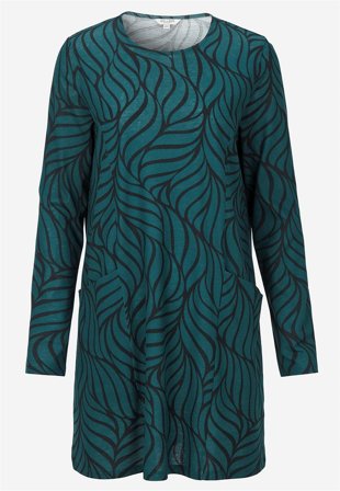 Cellbes of Sweden - Trikåtunika med fickor - mörk petrol / mönstrad - för damer - 42/44