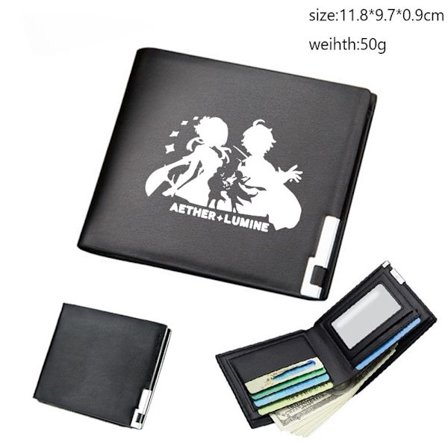 1 st (kort -04) Läderplånbok med fack för mynt och kort, Genshin An