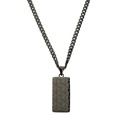 Icarus | Gunmetal Black Stainless Steel Geometric Pattern Dog Tag Necklace for Men - Dog tags