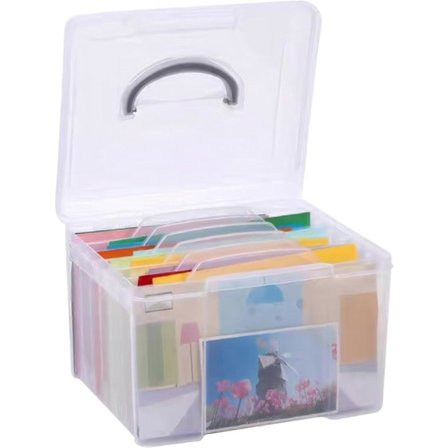 Fotoopbevaringsboks med indvendig fotobevarende 5x7 fotoboks med løftehåndtag