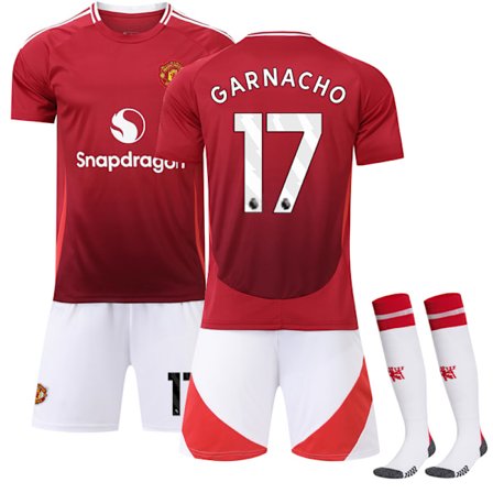 2024-2025 Man Utd Hjemme Børnefodboldtrøje #17 Garnacho[JUN] 18