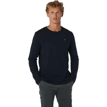 No Excess, T-shirt long sleeve crewneck slub r greenish black Groen, Heren, Maat:S