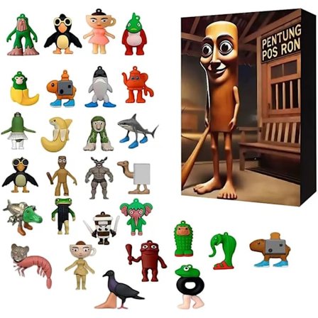 Adventskalender 2025 tralalero tralala Silikon Adventskalender, 24 Dag Tung Tung Tung Sahur Figur Nedräkningskalender Kollektion Dekoration Gåvor