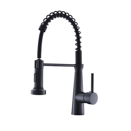 Svart Köksblandare med 360° Vridbar Spruta för Gourmetkök, Köksblandare med Enkelt Handtag