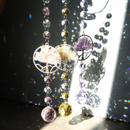 Krystal Prismekugle Regnbue Maker - Livets Træ Solfanger Ornament, Vinduesophæng Glas Vedhæng til Soveværelsesindretning - Gave til Valentinsdag