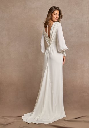 Bubbleroom Occasion-Waterfall Back Satin Wedding Gown-36