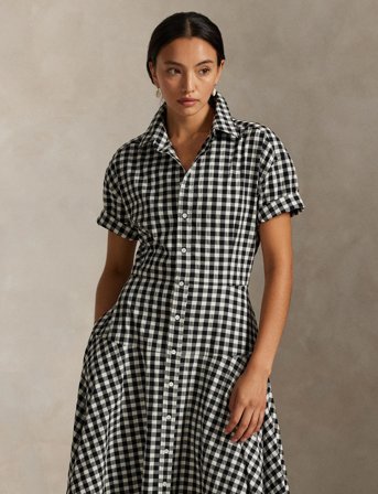 Polo Ralph Lauren Gingham Paneled Shirtdress - Black - 38