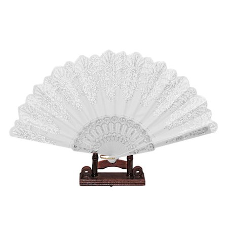 Solfjäder - Vit bård med glitter - Chiffong med plastbas - Vit