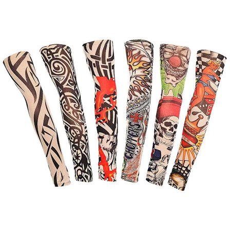 Pakke med 6 tatoveringsermer Arm Tattoo Sleeves Midlertidige tatoveringer Tattoo Arm Warmers Kit Solbeskyttelse Arm Strømper
