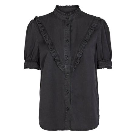 IVY Copenhagen Yoko Frill Shirt wash Rock Black Grå, Dame Skjorter, Størrelse: XL