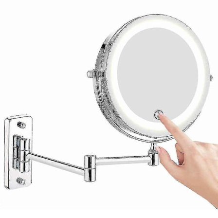 Feelglad Seinään Kiinnitettävä Meikkipeili, 10x Suurennus Kaksipuolinen Led-valopeili