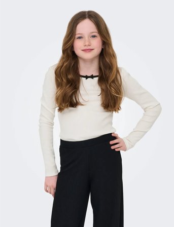 Kids Only Kogsofia L/S Bow Top Jrs - White - 158-164