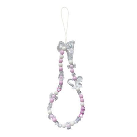 Koreansk Mote Sløyfeknute Blomst Mobiltelefonkjede Telefon Snor Akryl Perle Telefon Sjarm Nøkkelring Ryggsekk Veske Ornament