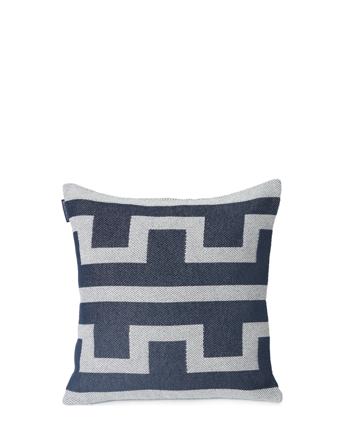 Graphic Recycled Cotton Pillow Cover Home Textiles Cushions & Blankets Cushion Covers Blå Lexington Home