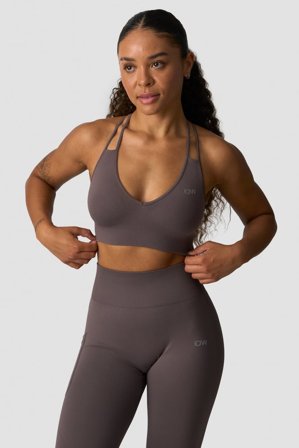 Define Seamless V-neck Sports Bra Dusty Brown