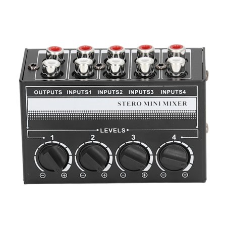 CX400 Mini Passiv Stereo Mixer Bærbar Stereo 4-kanals Mixer til CD-afspiller Bånddrev Computer Telefon Tablet Computer Hvid